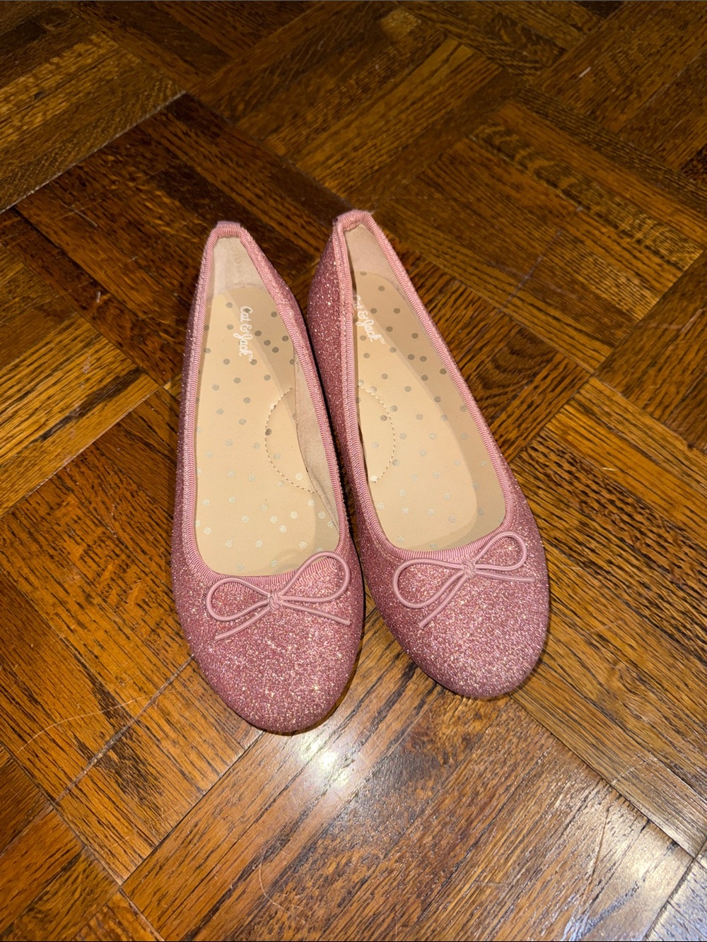 Cat & Jack Rose Pink Glitter Ballet Flats with Bow